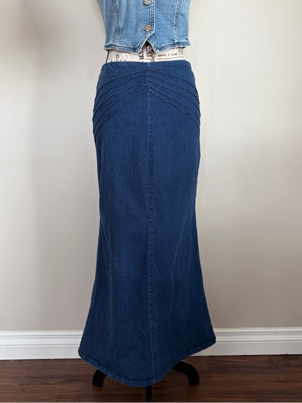 armor jeans dark wash denim maxi skirt | y2k flare western slit skirt